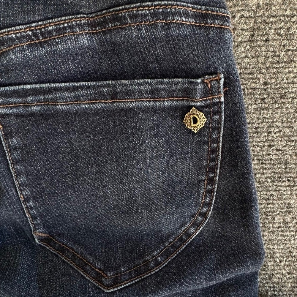 Democracy Ab Solution Skinny Jeans Dark Wash Raw Fray Hem Slit Size 4 Womens - Picture 7 of 9